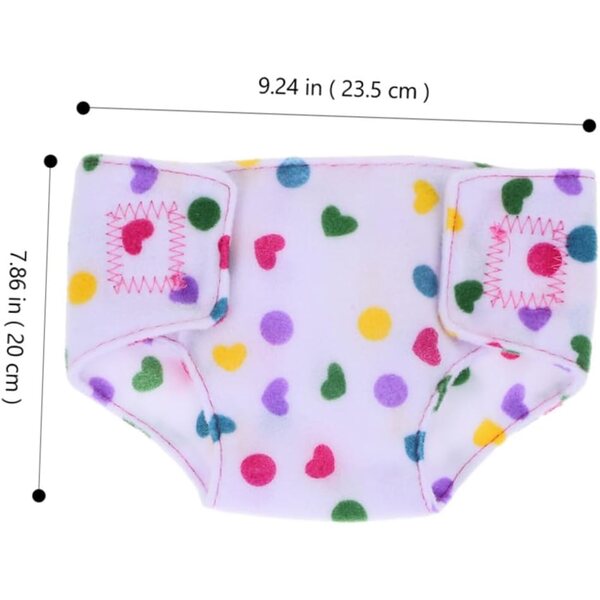 Set 4 Pannolini Lavabili per Bambole, Accessori Gioco Sicuri e Colorati per Bambini