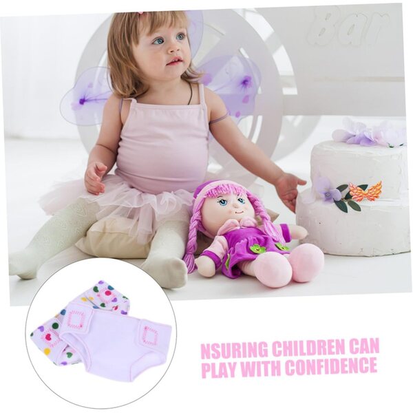 Set 4 Pannolini Lavabili per Bambole, Accessori Gioco Sicuri e Colorati per Bambini