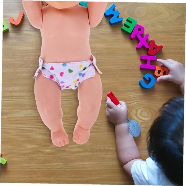 Set mit 4 waschbaren Windeln für Puppen – Rollenspielzubehör, Standardgröße