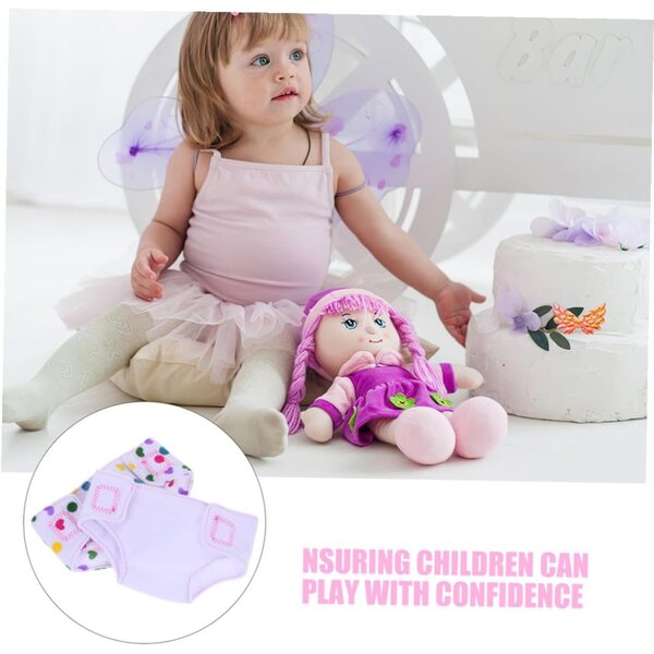 Set mit 4 waschbaren Windeln für Puppen – Rollenspielzubehör, Standardgröße