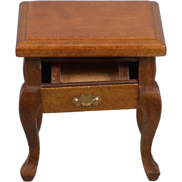 Alasum Comodino Miniatura in Legno Scala 1:12 con Cassetto Funzionale Stile Rustico Francese