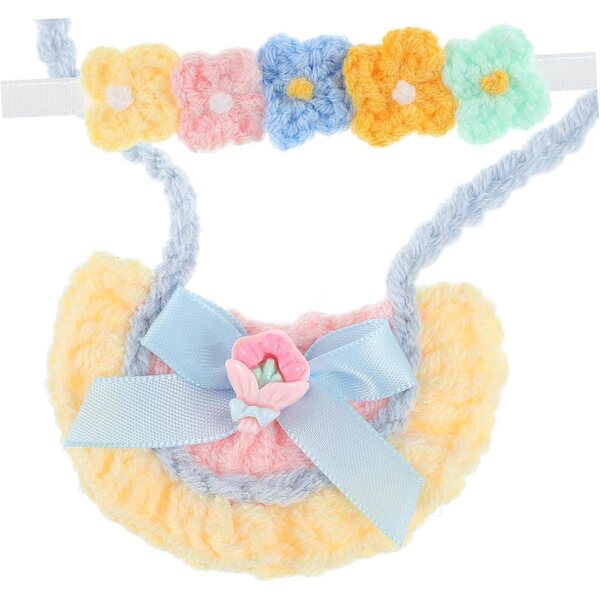 Serre-Tête- und Lätzchen-Zubehörset für 17-cm-Puppen – blumig und bequem