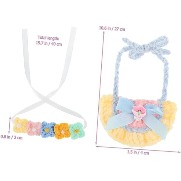 Serre-Tête- und Lätzchen-Zubehörset für 17-cm-Puppen – blumig und bequem