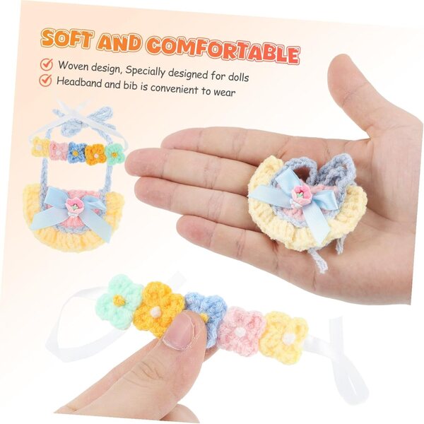 Serre-Tête- und Lätzchen-Zubehörset für 17-cm-Puppen – blumig und bequem