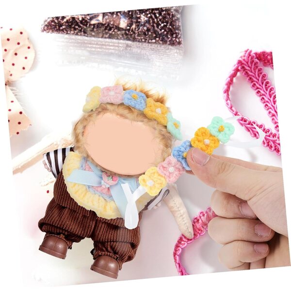 Serre-Tête- und Lätzchen-Zubehörset für 17-cm-Puppen – blumig und bequem