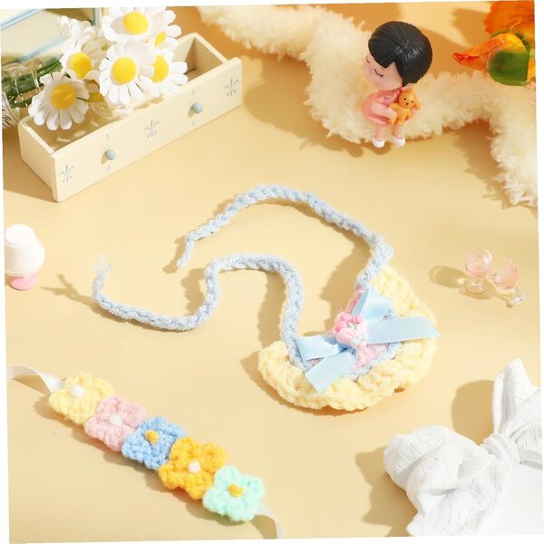 Serre-Tête- und Lätzchen-Zubehörset für 17-cm-Puppen – blumig und bequem