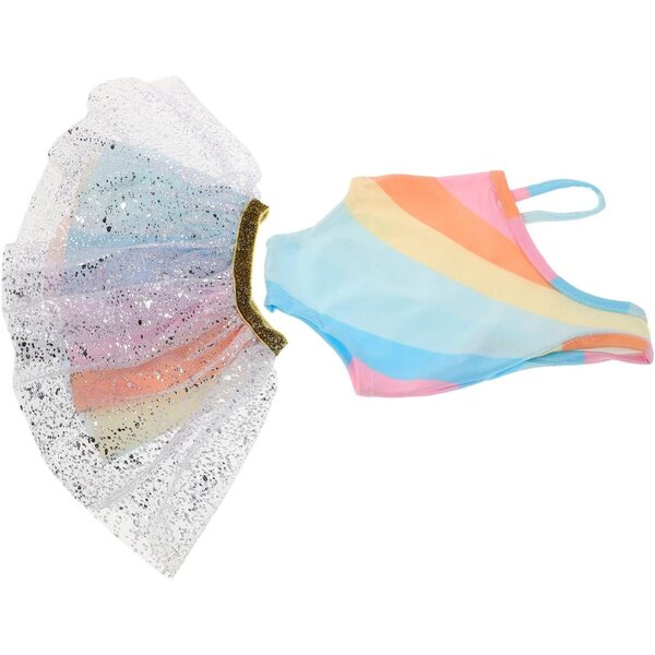 Gonna tutù arcobaleno per bambola da 18 pollici, abito da ballo unicorno multicolore