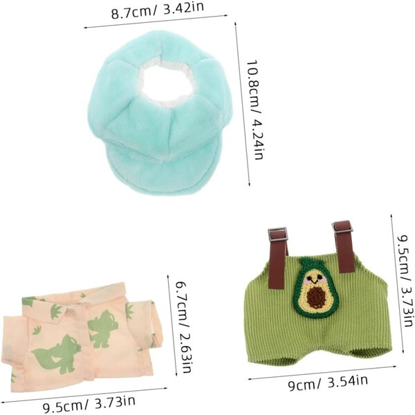 Salopette Avocat in Morbida Peluche con Cappello Verde per Bamboles - Taglia Media