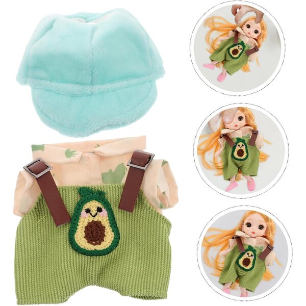 Salopette Avocat in Morbida Peluche con Cappello Verde per Bamboles - Taglia Media