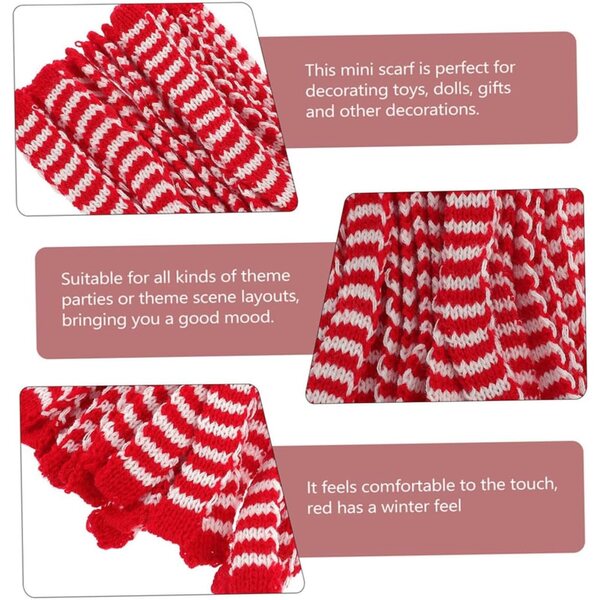 20 Mini Foulards Righe Rosso Bianco per Bamboles - Accessori Feste e Artigianato