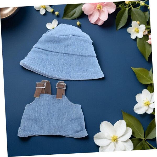 Puppenkleidungsset mit blauem Hut und Latzhose, modisches Outfit 10 cm