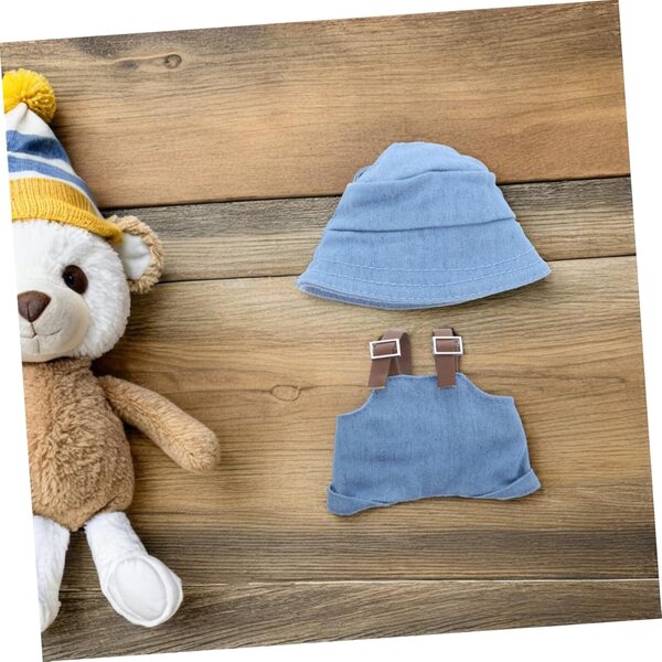 Puppenkleidungsset mit blauem Hut und Latzhose, modisches Outfit 10 cm