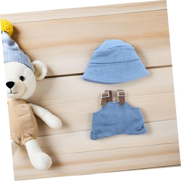 Puppenkleidungsset mit blauem Hut und Latzhose, modisches Outfit 10 cm