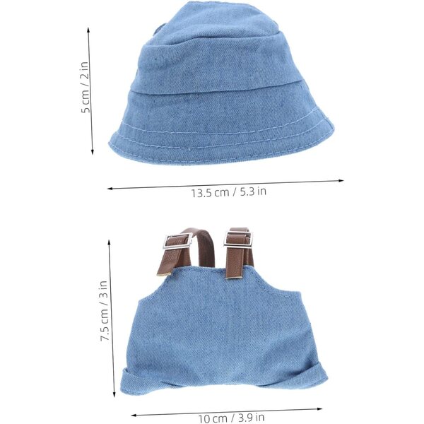 Puppenkleidungsset mit blauem Hut und Latzhose, modisches Outfit 10 cm