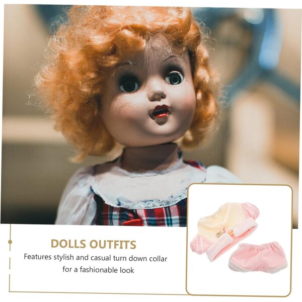 Doll Clothing Set: Sweatshirt with Lapel Collar and Pink Cotton Pants