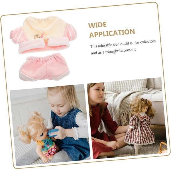 Doll Clothing Set: Sweatshirt with Lapel Collar and Pink Cotton Pants