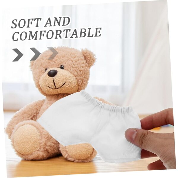 Set 4 Shorts bianchi in peluche per bambole da 20 cm, morbidi e adorabili