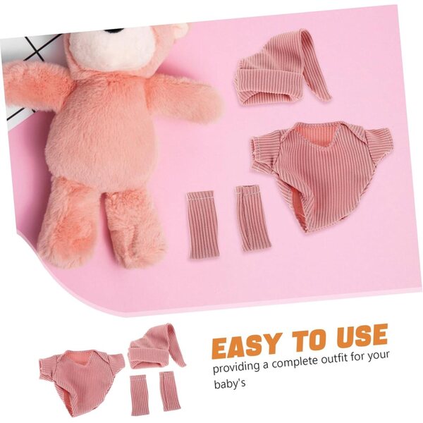 Kleidungsset für 18-cm-Puppe mit rosa Kleid, Schuhen und Hut aus Polyester