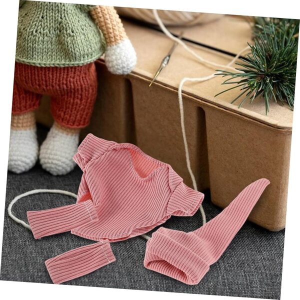 Kleidungsset für 18-cm-Puppe mit rosa Kleid, Schuhen und Hut aus Polyester