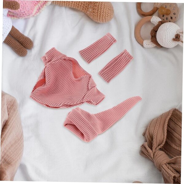 Kleidungsset für 18-cm-Puppe mit rosa Kleid, Schuhen und Hut aus Polyester