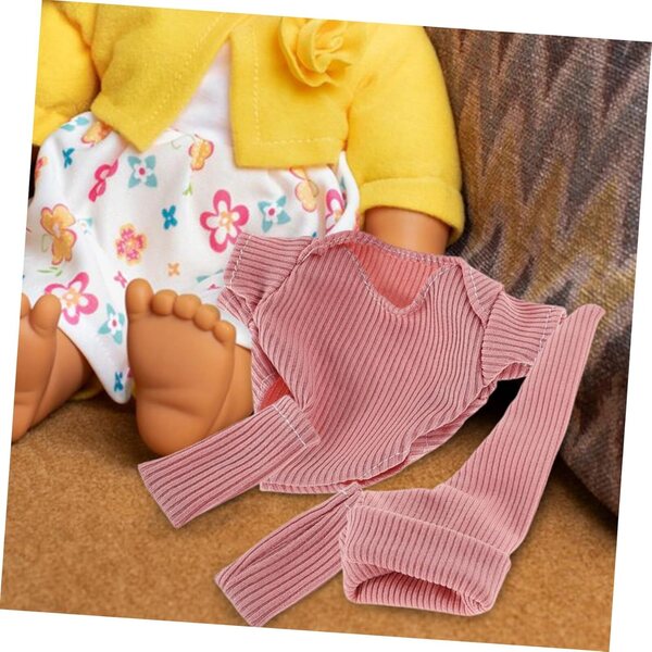 Kleidungsset für 18-cm-Puppe mit rosa Kleid, Schuhen und Hut aus Polyester