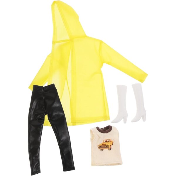 Impermeabile Giallo per Bambole con Gilet, Pantaloni e Stivali, Abbigliamento Realistico