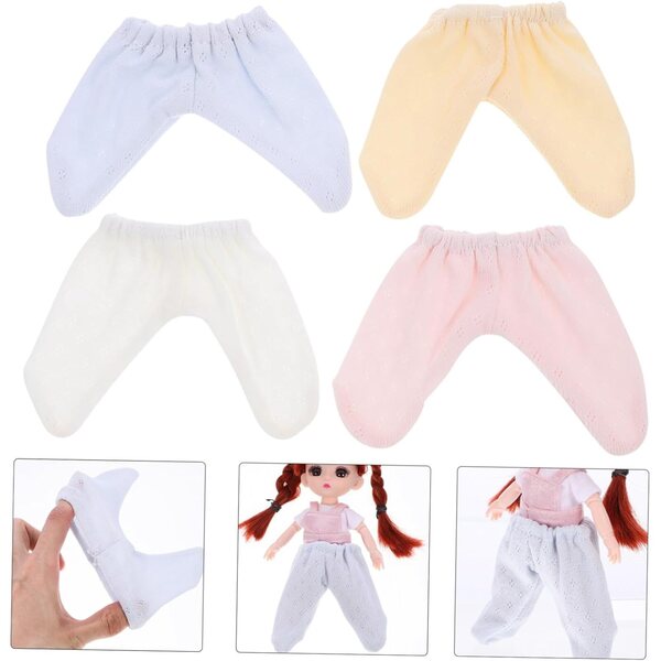 Set 4 Pantaloni in Tessuto per Bambole 20 cm, Accessori Colorati, Morbidi e Resilienti