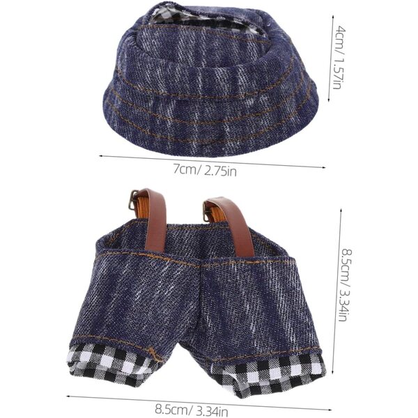 Set Vestiario DIY per Bambole con Cappello Cowboy in Denim e Tessuto Kawaii