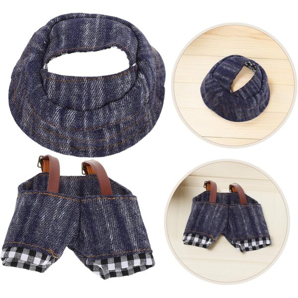Set Vestiario DIY per Bambole con Cappello Cowboy in Denim e Tessuto Kawaii