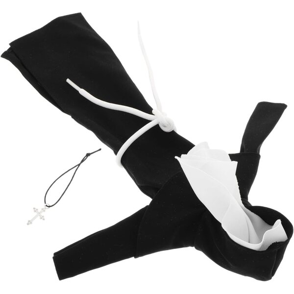 Costume realistico da suora per peluche nero con collana argentata GARIOUANS