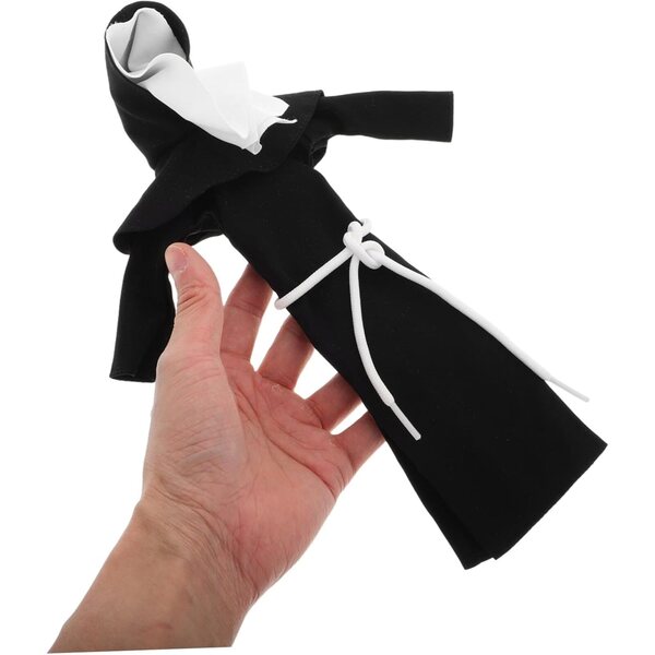 Costume realistico da suora per peluche nero con collana argentata GARIOUANS