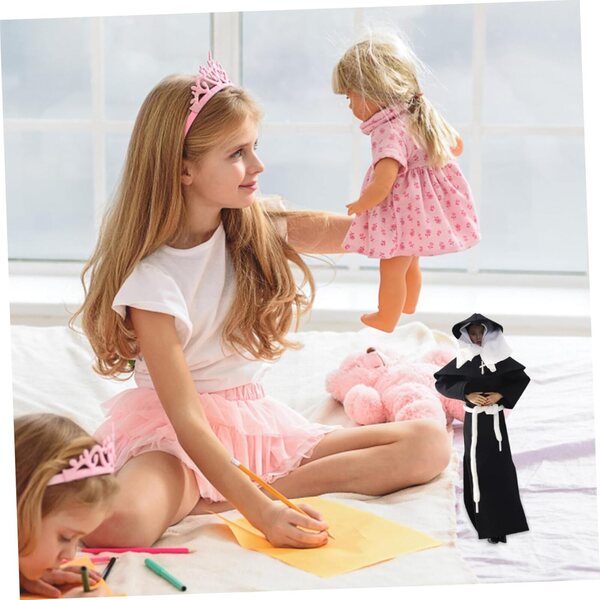 Costume realistico da suora per peluche nero con collana argentata GARIOUANS