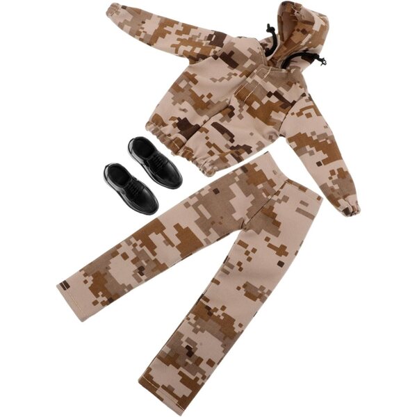 Abbigliamento Militare per Bambola 30 cm Camouflage Kaki con Scarpe e Sweatshirt