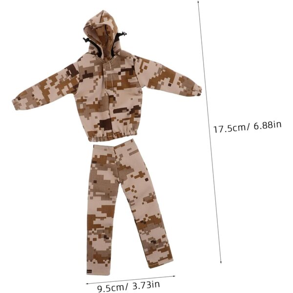 Abbigliamento Militare per Bambola 30 cm Camouflage Kaki con Scarpe e Sweatshirt