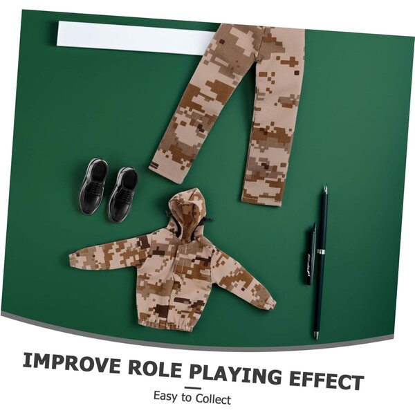 Abbigliamento Militare per Bambola 30 cm Camouflage Kaki con Scarpe e Sweatshirt