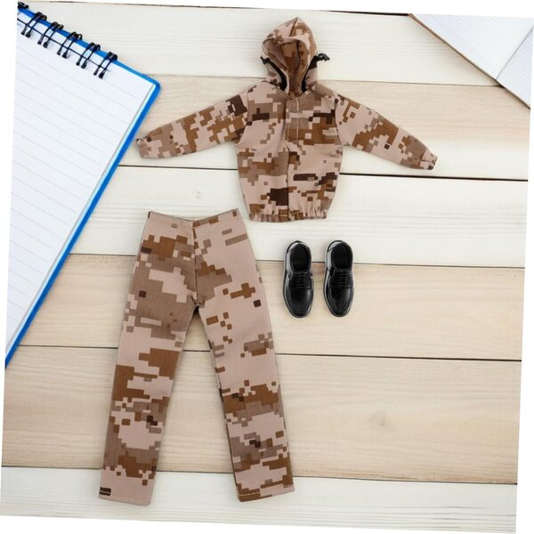 Abbigliamento Militare per Bambola 30 cm Camouflage Kaki con Scarpe e Sweatshirt
