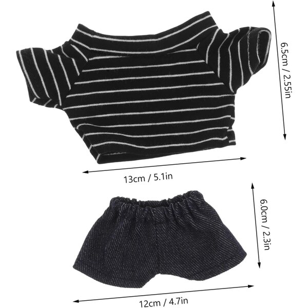 Costume per Bambole Ours 20cm con Chemise e Pantaloni Nero, Bianco e Blu Navy