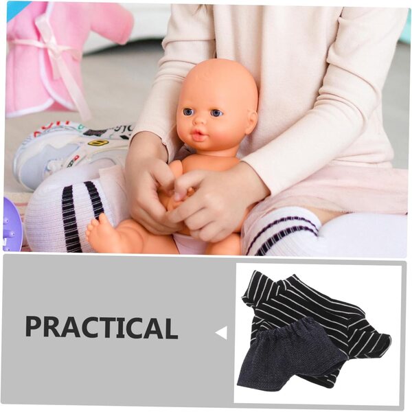 Costume per Bambole Ours 20cm con Chemise e Pantaloni Nero, Bianco e Blu Navy