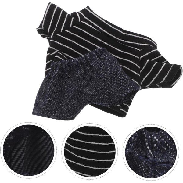 Costume per Bambole Ours 20cm con Chemise e Pantaloni Nero, Bianco e Blu Navy