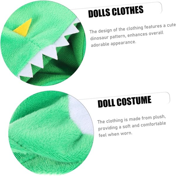 Costume Dinosaure in Peluche per Pupo 20 cm - Vestito Morbido, Resistente e Facile da Usare