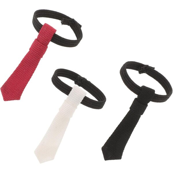 Levemolo Set 3 Mini Cravatte per Bambole Eleganti in Tessuto Nero Bianco Rosso