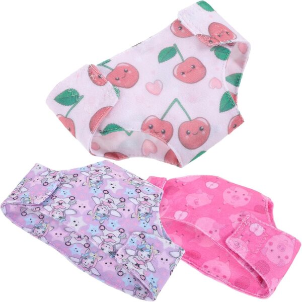 Set mit 3 verstellbaren Mini-Culottes für 18-Zoll-Puppen – weiche und widerstandsfähige Slips