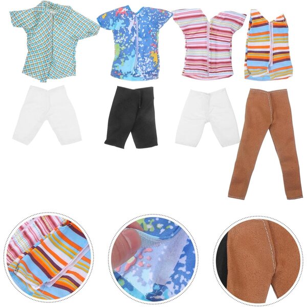 KOMBIUDA 4 Set di Abiti Miniature Lavabili per Bambole Maschili 10cm