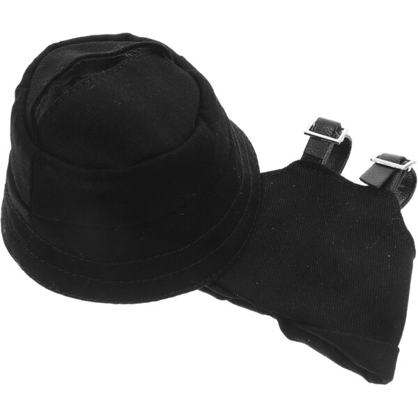 Set Salopette e Cappello Nero per Bambole – Accessori Miniature per Giochi Creativi