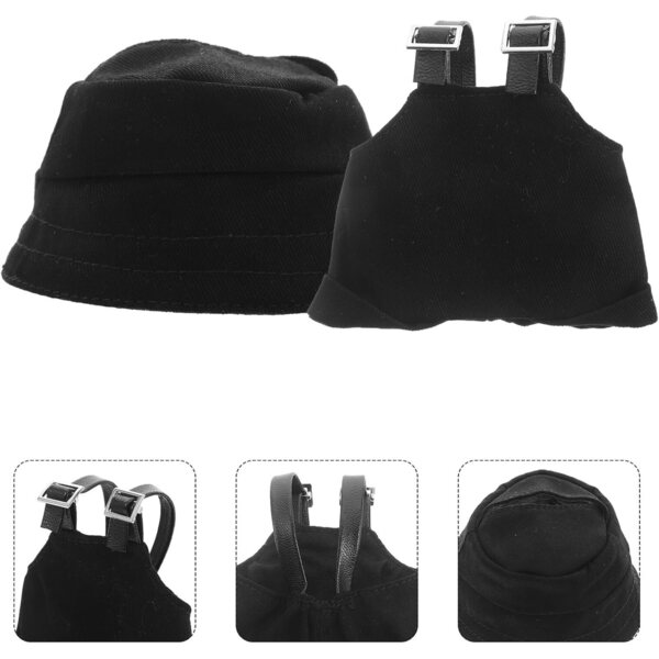 Set Salopette e Cappello Nero per Bambole – Accessori Miniature per Giochi Creativi