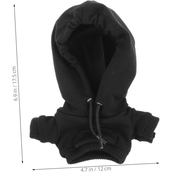Felpa Nera con Cappuccio in Cotone per Mini-doll 10 cm, Giubbino Calda per Bambole e Peluche