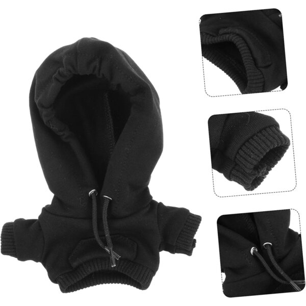 Felpa Nera con Cappuccio in Cotone per Mini-doll 10 cm, Giubbino Calda per Bambole e Peluche