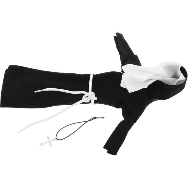 Costume di Suora per Bambole Peluche con Collare Argento - Vestiario Realistico