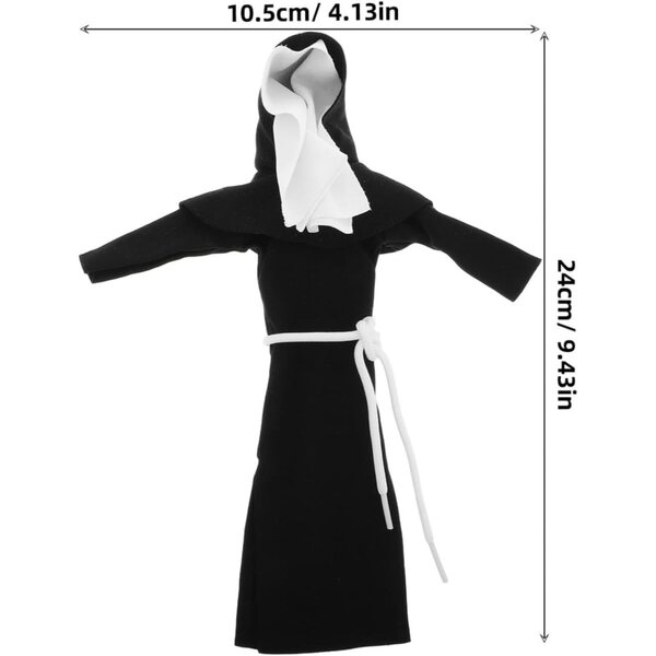 Costume di Suora per Bambole Peluche con Collare Argento - Vestiario Realistico
