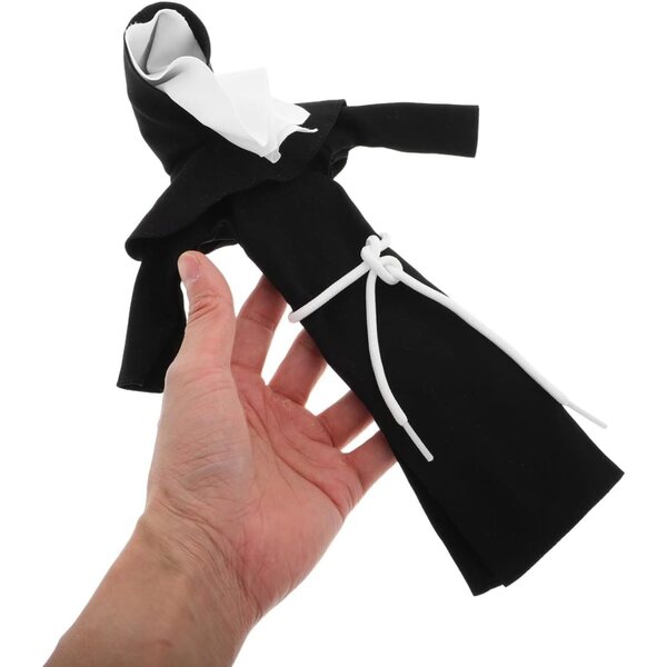 Costume di Suora per Bambole Peluche con Collare Argento - Vestiario Realistico